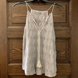 Charlotte Russe Lace Sheer Tie Top, Size Medium